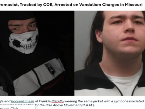 White Supremacist, Tracked by COE, Arrested on Vandalism Charges in Missouri
